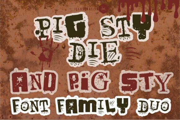Pig Sty Die Duo: A Grungy Display Font for Bold Editorial Design